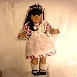 Pleasant Co Samantha Parkingtons 1989 Birthday Pinafore with rosebud circlet